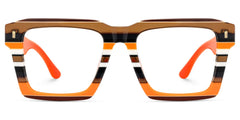Kenish Square Orange Brown Glasses