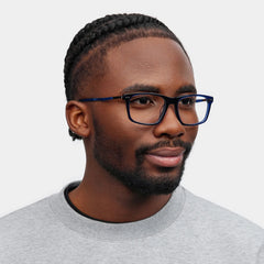 Cozy Rectangle Blue Glasses