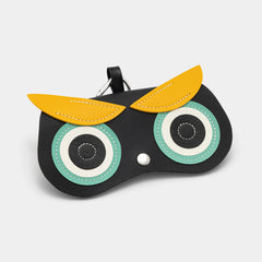 Black Yellow Owl Shape Eyeglasses Bag With Hook