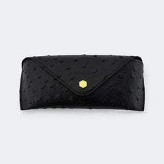 Ostrich Pattern Black Eyeglasses Bag