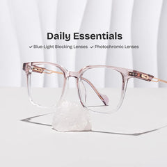Chloe Square Pink Clear Glasses