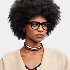 Zinnia Rectangle Black Glasses