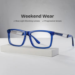 Morgan Rectangle Blue Glasses