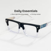 Trent Rectangle Black Clear Glasses
