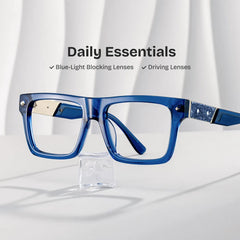 Trent Rectangle Blue Glasses