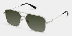 Angular rectangular aviators with a graphic edge.