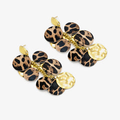 Vintage Metal Leopard Tassel Silver Needle Earring