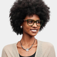 Zinnia Rectangle Green Glasses