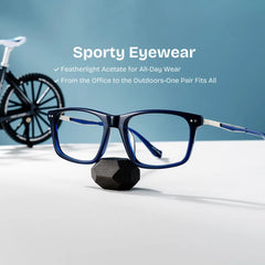 Cozy Rectangle Blue Glasses