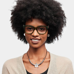 Zinnia Rectangle Green Glasses