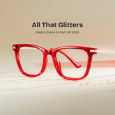 Selena Rectangle Red Glasses