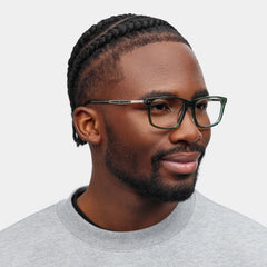 Cozy Rectangle Green Glasses