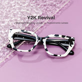 Flare Rectangle Cow Print Glasses