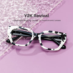 Flare Rectangle Cow Print Glasses
