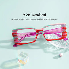 Gleam Rectangle Red Glasses