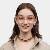 Sage Rectangle Pink Glasses