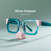 Sarah Square Green Pink Glasses