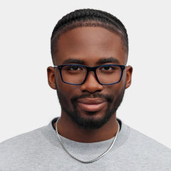 Cozy Rectangle Blue Glasses