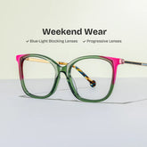 Nico Square Green Pink Glasses