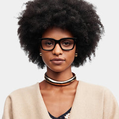 Zinnia Rectangle Black Glasses