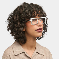 Zephyr Rectangle White Glasses