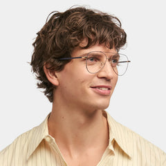 Paige Aviator Blue-Gold Glasses