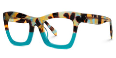 Benitez Square Peacock-Blue Glasses