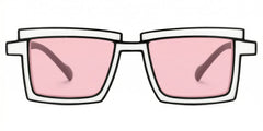 Zephyr Rectangle White Glasses