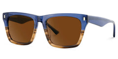 Brookins Rectangle Blue Brown Sunglasses