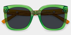 Ebony Square Green Glasses