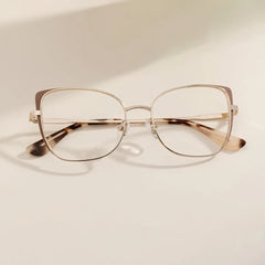 Tessa Cat eye Khaki Gold Glasses