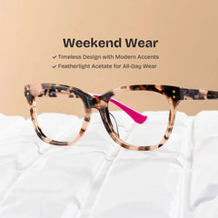Vivienne Rectangle Pink Glasses