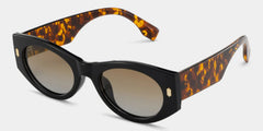 Reina Geometric Black Polarized Sunglasses