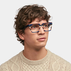 Laguer Rectangle Blue Glasses