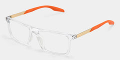 Active Rectangle Clear Orange Glasses