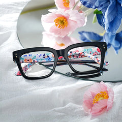 Zinnia Rectangle Black Glasses