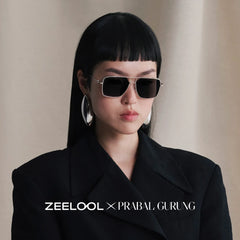 Angular rectangular aviators with a graphic edge.