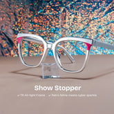 Dazzler Square Silver Pink Glasses