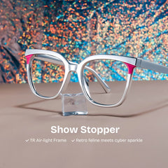 Dazzler Square Silver Pink Glasses