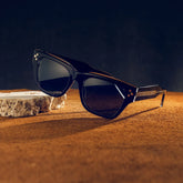 Marlowe Rectangle Black Polarized Sunglasses