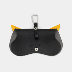Black Yellow Owl Shape Eyeglasses Bag With Hook