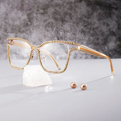 Shine Square Gold White Glasses