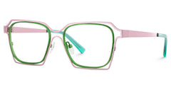Foday Geometric Pink Green Glasses