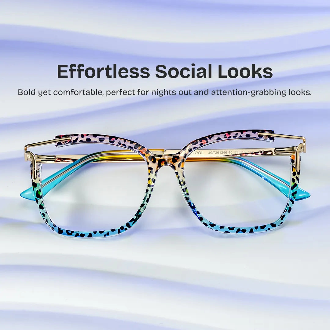 Sidibe Square Blue Leopard Glasses