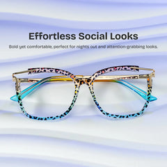 Sidibe Square Blue Leopard Glasses