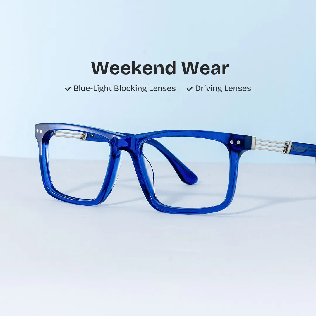 Emerson Rectangle Blue Glasses