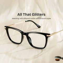 Selena Rectangle Black Glasses