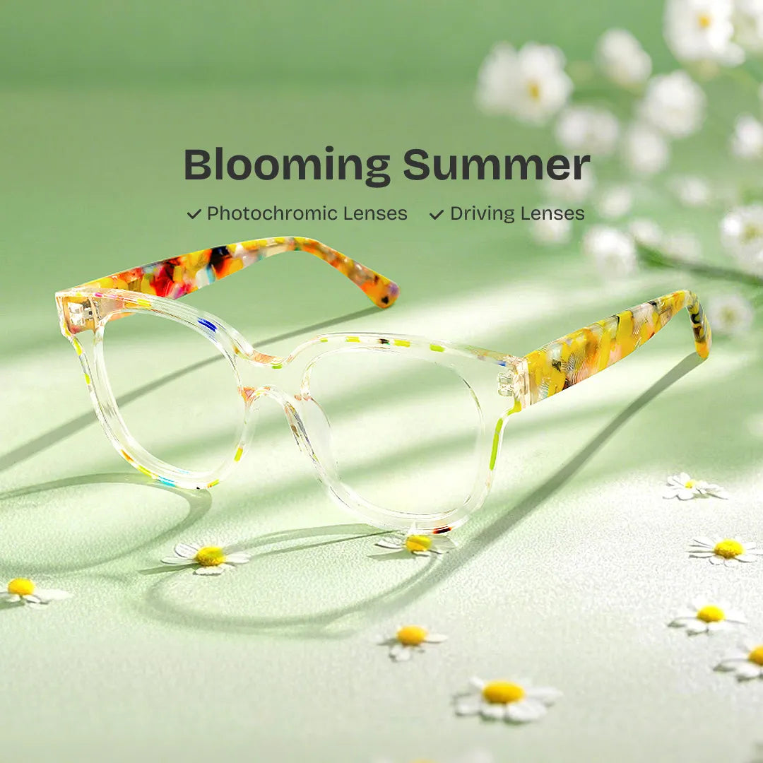 Jett Square Yellow Clear Glasses