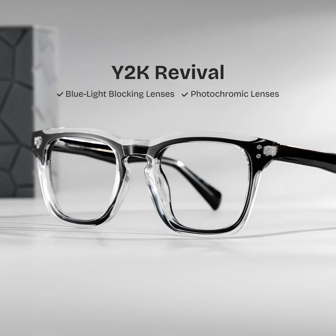 Liam Rectangle Black Clear Glasses