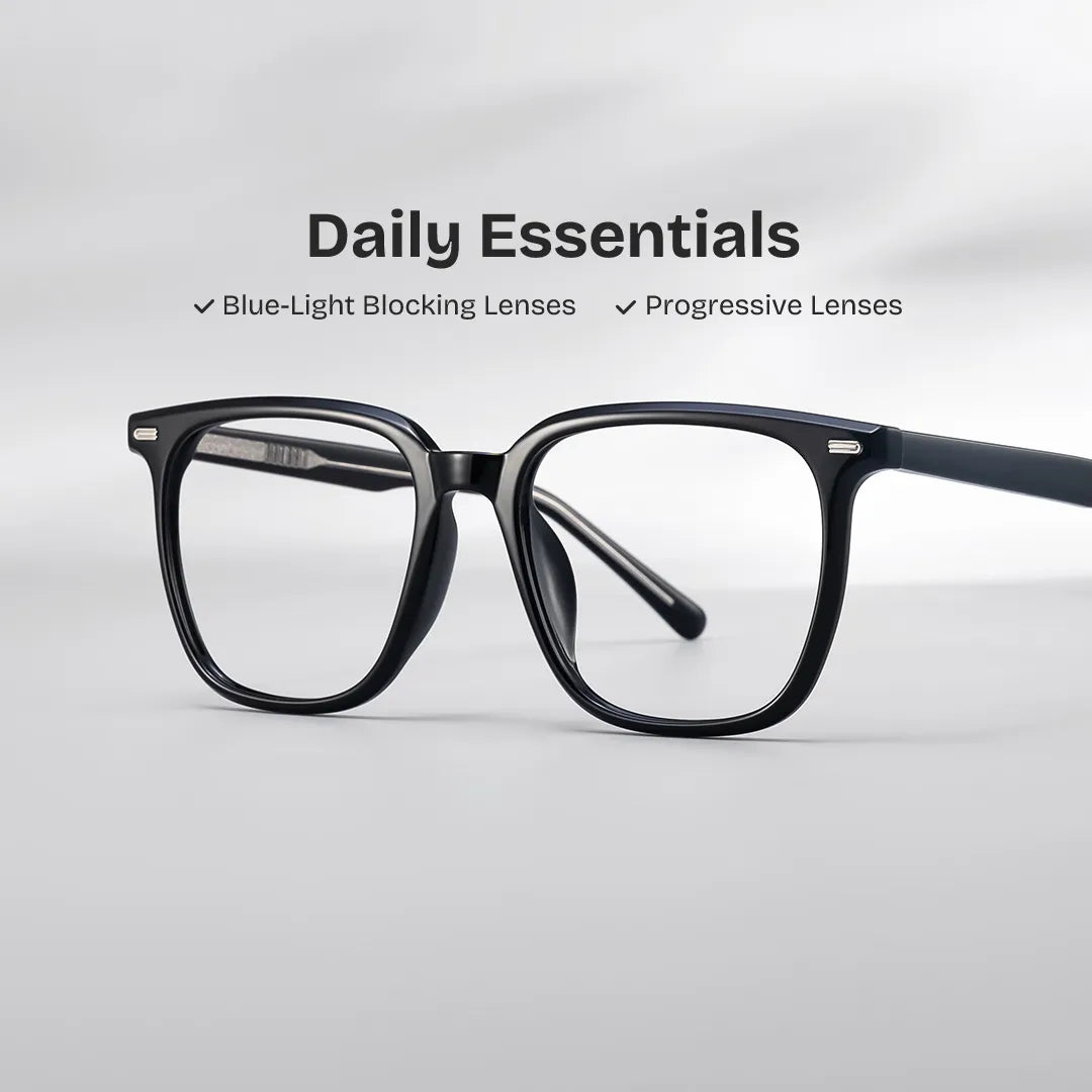 Eliza Square Black Glasses